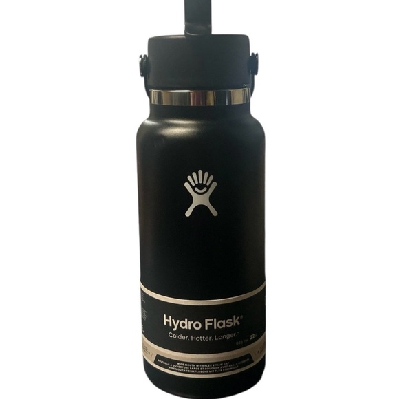 Hydro Flask 32 oz Wide Mouth Flex Straw Cap Black Insulated Bottle - Picture 5 of 6